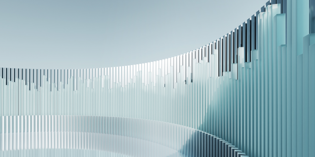 Abstract image of curved bars to represent GEO and AI